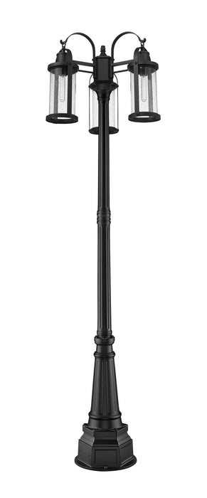 Outdoor Post Mounted Fixture Z-Lite 569MP3-564P-BK Black Roundhouse 3 Light Outdoor Post Mounted Fixture Z-Lite