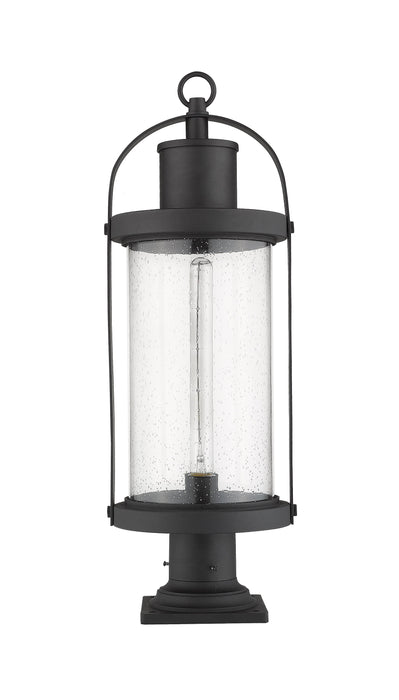 Outdoor Pier Mounted Fixture Z-Lite 569PHB-533PM-BK Black Roundhouse 1 Light Outdoor Pier Mounted Fixture Z-Lite