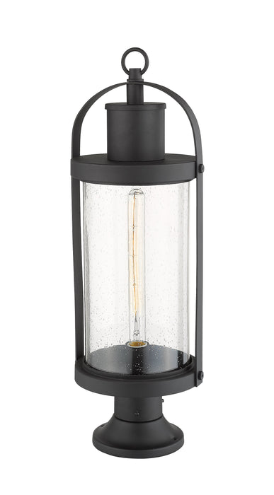 Outdoor Pier Mounted Fixture Z-Lite 569PHB-553PM-BK Black Roundhouse 1 Light Outdoor Pier Mounted Fixture Z-Lite
