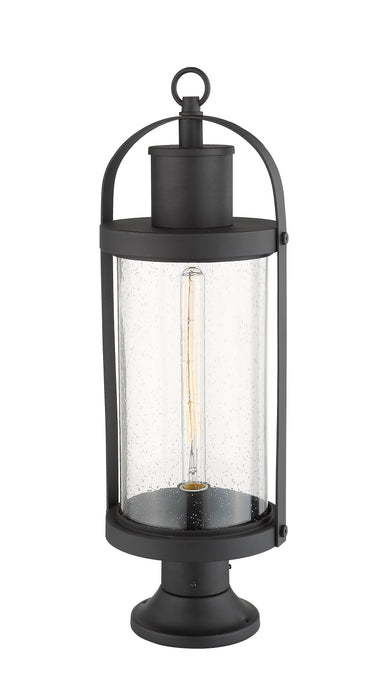 Outdoor Pier Mounted Fixture Z-Lite 569PHB-553PM-BK Black Roundhouse 1 Light Outdoor Pier Mounted Fixture Z-Lite