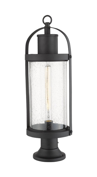 Outdoor Pier Mounted Fixture Z-Lite 569PHB-553PM-BK Black Roundhouse 1 Light Outdoor Pier Mounted Fixture Z-Lite