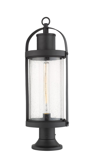 Outdoor Pier Mounted Fixture Z-Lite 569PHB-553PM-BK Black Roundhouse 1 Light Outdoor Pier Mounted Fixture Z-Lite