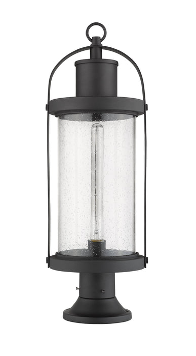 Outdoor Pier Mounted Fixture Z-Lite 569PHB-553PM-BK Black Roundhouse 1 Light Outdoor Pier Mounted Fixture Z-Lite