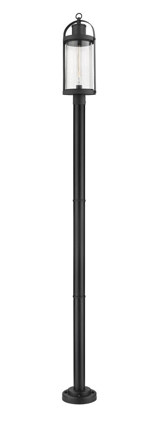 Outdoor Post Mounted Fixture Z-Lite 569PHB-567P-BK Black Roundhouse 1 Light Outdoor Post Mounted Fixture Z-Lite
