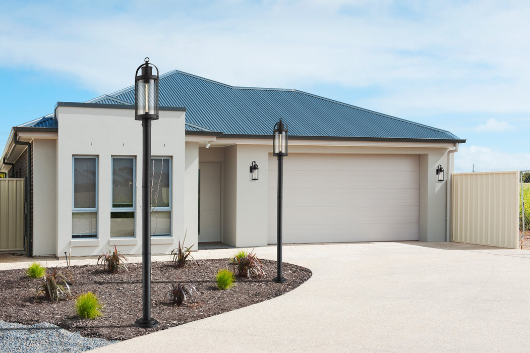 Outdoor Post Mounted Fixture Z-Lite 569PHB-567P-BK Black Roundhouse 1 Light Outdoor Post Mounted Fixture Z-Lite