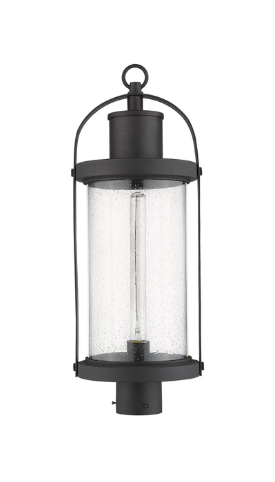 Outdoor Post Mount Fixture Z-Lite 569PHB-BK Black Roundhouse 1 Light Outdoor Post Mount Fixture Z-Lite