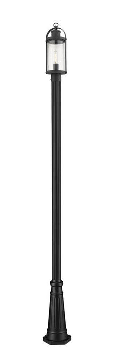 Outdoor Post Mounted Fixture Z-Lite 569PHM-519P-BK Black Roundhouse 1 Light Outdoor Post Mounted Fixture Z-Lite