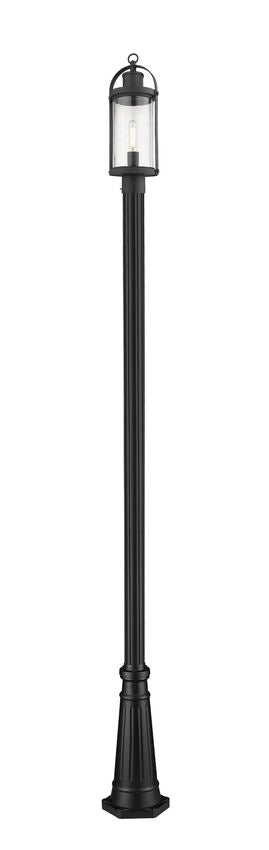 Outdoor Post Mounted Fixture Z-Lite 569PHM-519P-BK Black Roundhouse 1 Light Outdoor Post Mounted Fixture Z-Lite