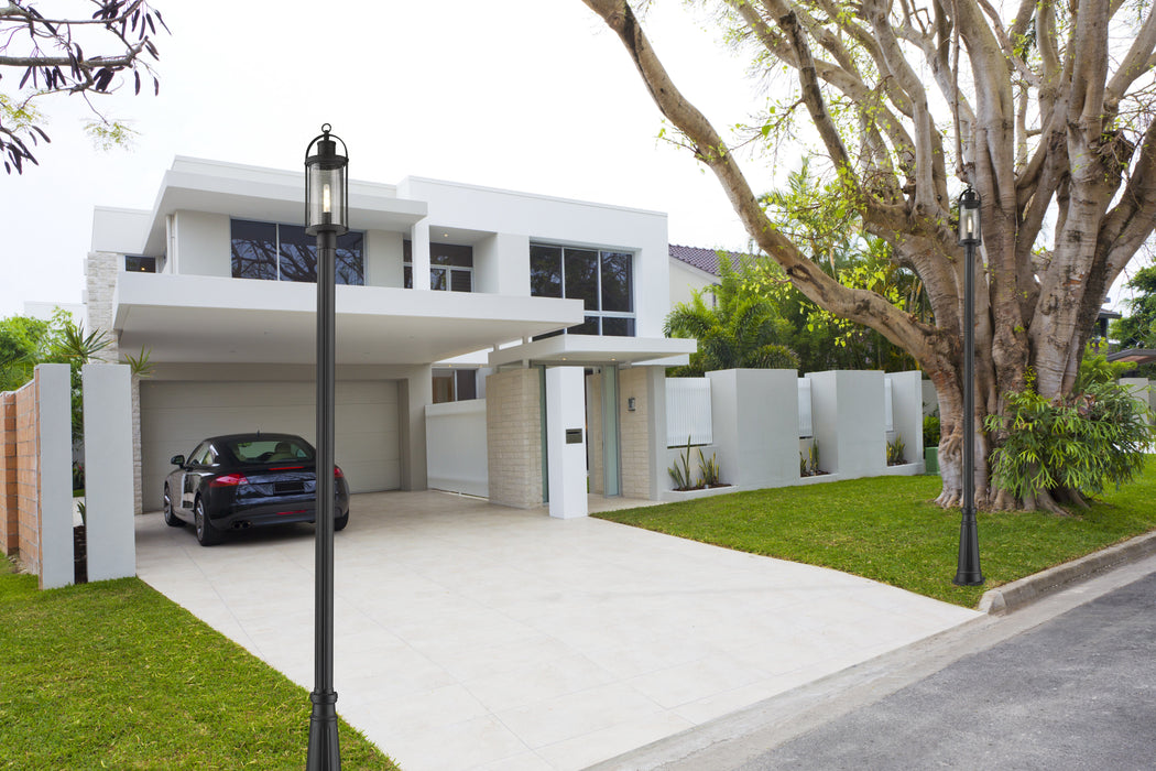 Outdoor Post Mounted Fixture Z-Lite 569PHM-519P-BK Black Roundhouse 1 Light Outdoor Post Mounted Fixture Z-Lite