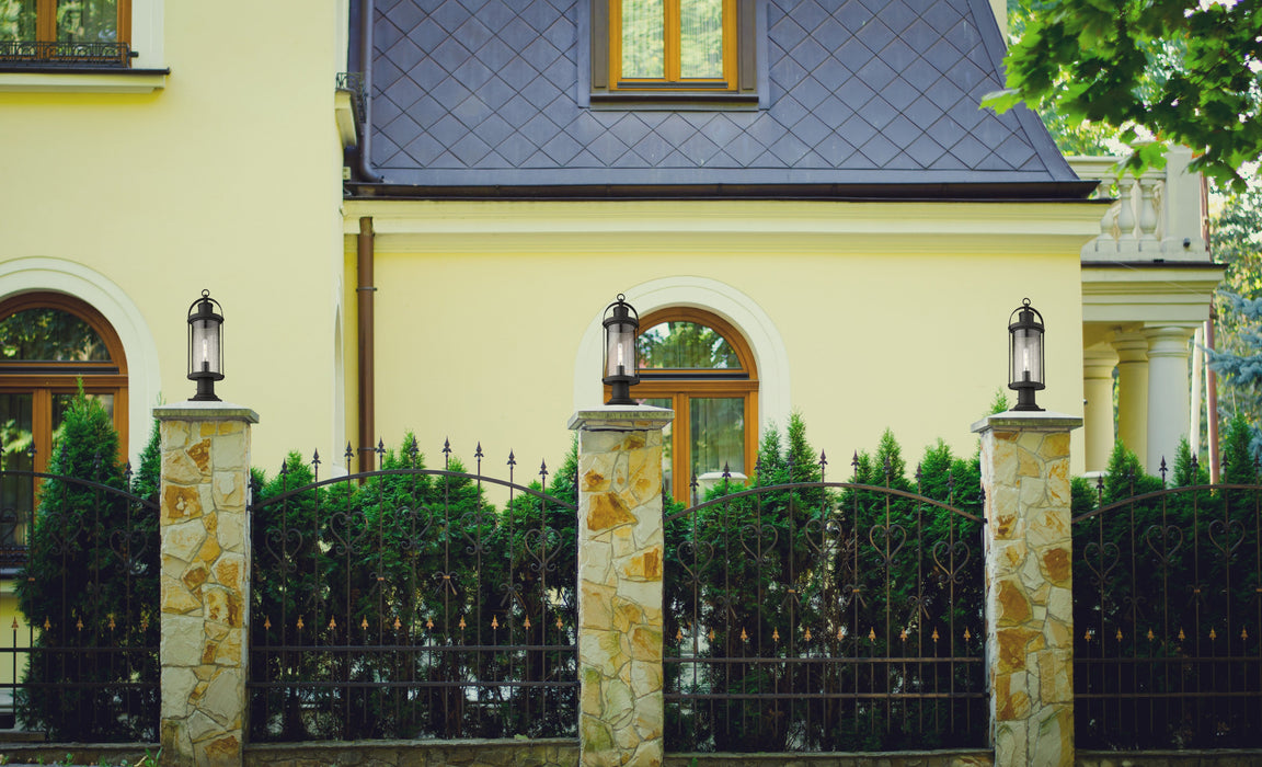 Outdoor Pier Mounted Fixture Z-Lite 569PHM-533PM-BK Black Roundhouse 1 Light Outdoor Pier Mounted Fixture Z-Lite