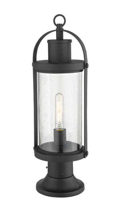 Outdoor Pier Mounted Fixture Z-Lite 569PHM-553PM-BK Black Roundhouse 1 Light Outdoor Pier Mounted Fixture Z-Lite