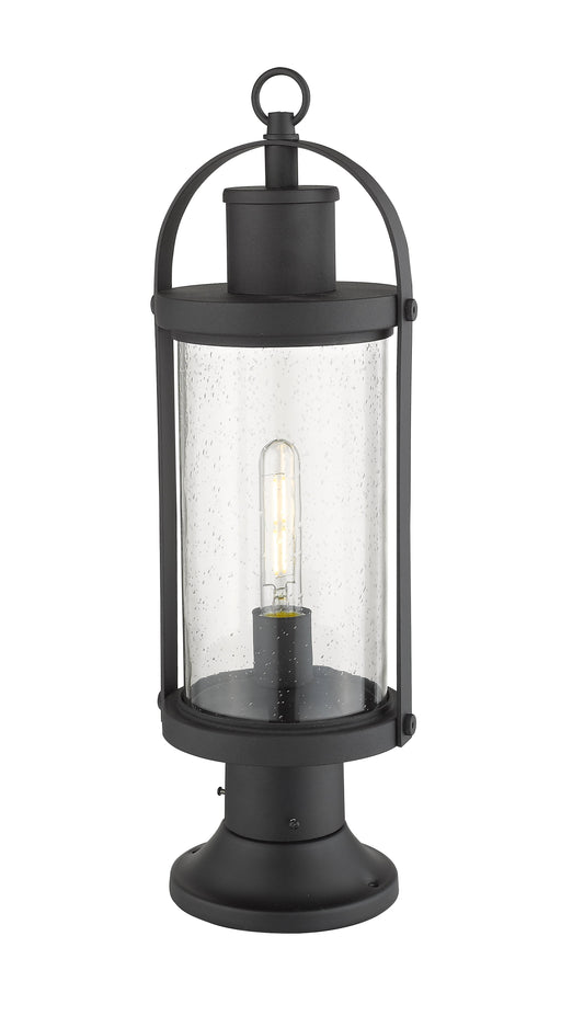 Outdoor Pier Mounted Fixture Z-Lite 569PHM-553PM-BK Black Roundhouse 1 Light Outdoor Pier Mounted Fixture Z-Lite