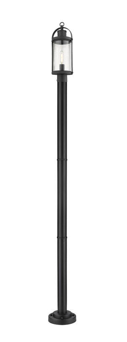 Outdoor Post Mounted Fixture Z-Lite 569PHM-567P-BK Black Roundhouse 1 Light Outdoor Post Mounted Fixture Z-Lite