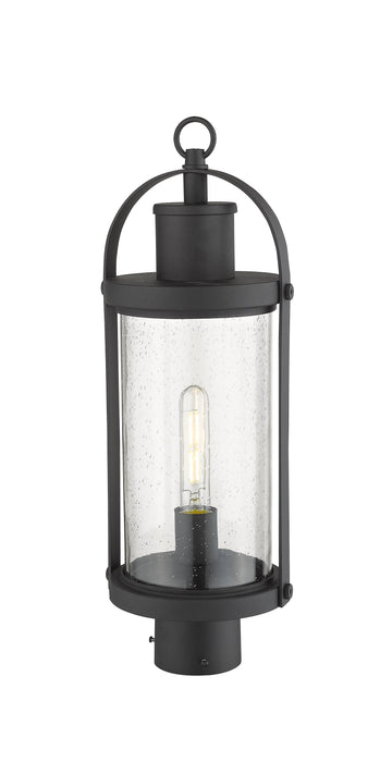 Outdoor Post Mount Fixture Z-Lite 569PHM-BK Black Roundhouse 1 Light Outdoor Post Mount Fixture Z-Lite