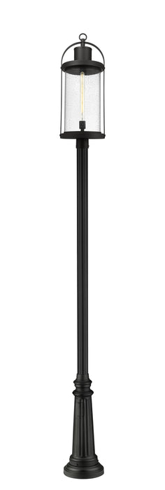 Outdoor Post Mounted Fixture Z-Lite 569PHXL-511P-BK Black Roundhouse 1 Light Outdoor Post Mounted Fixture Z-Lite
