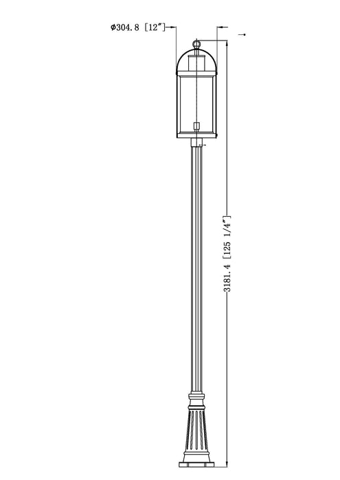 Outdoor Post Mounted Fixture Z-Lite 569PHXL-519P-BK Black Roundhouse 1 Light Outdoor Post Mounted Fixture Z-Lite