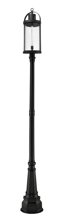 Outdoor Post Mounted Fixture Z-Lite 569PHXL-564P-BK Black Roundhouse 1 Light Outdoor Post Mounted Fixture Z-Lite