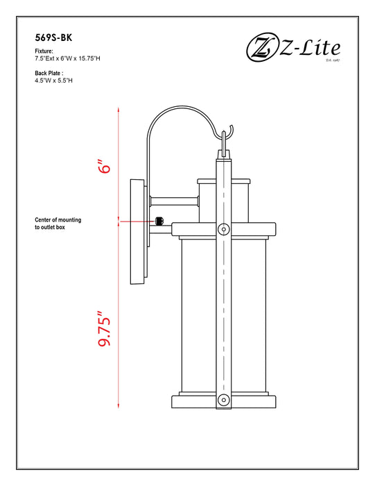 Outdoor Wall Light Z-Lite 569S-BK Black Roundhouse 1 Light Outdoor Wall Light Z-Lite