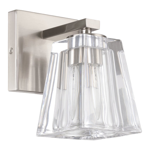 Vanity Light Thesis 206982A Valentin 4 inch 1 light Brushed Nickel Vanity Light with Clear Pressed Glass Shade THESIS