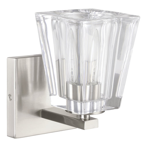 Vanity Light Thesis 206982A Valentin 4 inch 1 light Brushed Nickel Vanity Light with Clear Pressed Glass Shade THESIS