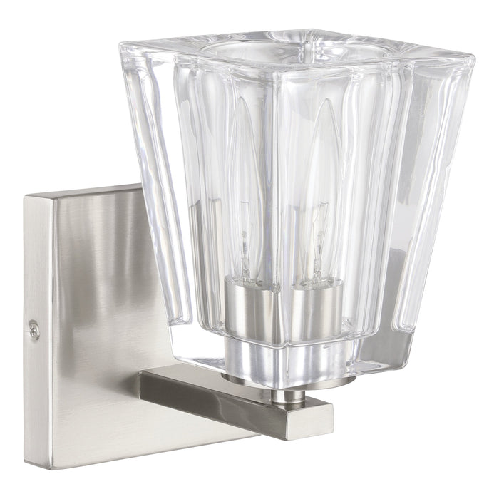 Vanity Light Thesis 206982A Valentin 4 inch 1 light Brushed Nickel Vanity Light with Clear Pressed Glass Shade THESIS