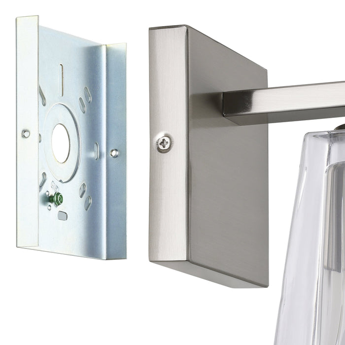 Vanity Light Thesis 206982A Valentin 4 inch 1 light Brushed Nickel Vanity Light with Clear Pressed Glass Shade THESIS