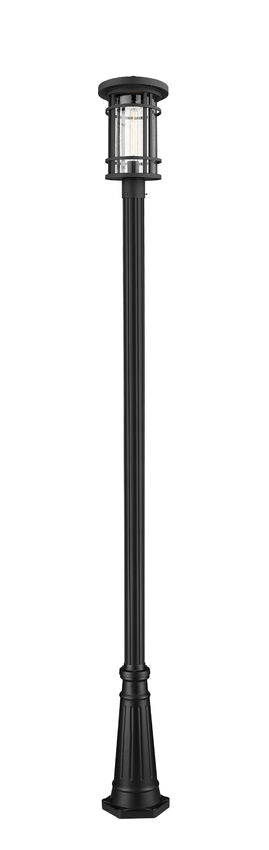 Outdoor Post Mounted Fixture Z-Lite 570PHB-519P-BK Black Jordan 1 Light Outdoor Post Mounted Fixture Z-Lite