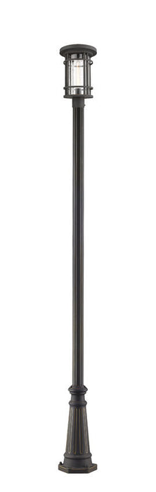 Outdoor Post Mounted Fixture Z-Lite 570PHB-519P-ORB Oil Rubbed Bronze Jordan 1 Light Outdoor Post Mounted Fixture Z-Lite