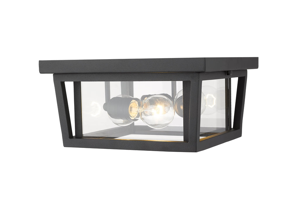 Outdoor Flush Mount Z-Lite 571F-BK Black Seoul 3 Light Outdoor Flush Mount Z-Lite
