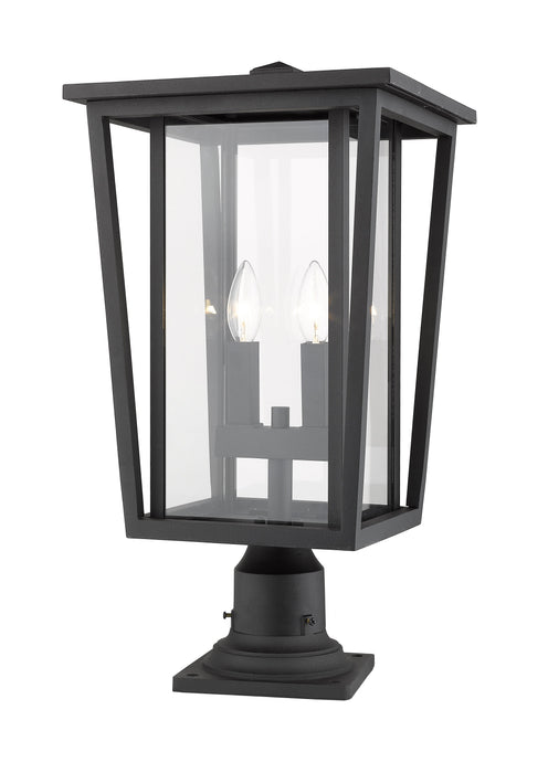 Outdoor Pier Mounted Fixture Z-Lite 571PHBR-533PM-BK Black Seoul 2 Light Outdoor Pier Mounted Fixture Z-Lite