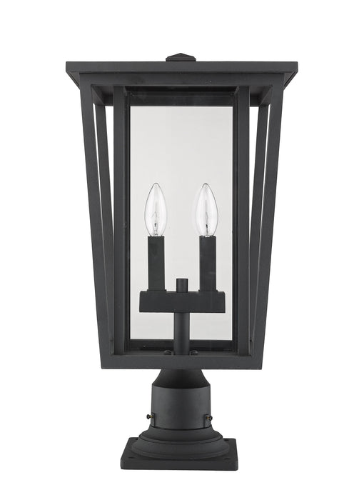 Outdoor Pier Mounted Fixture Z-Lite 571PHBR-533PM-BK Black Seoul 2 Light Outdoor Pier Mounted Fixture Z-Lite