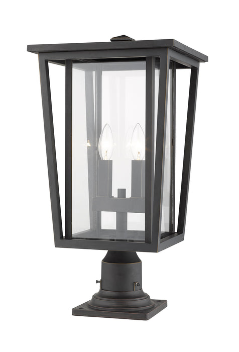 Outdoor Pier Mounted Fixture Z-Lite 571PHBR-533PM-ORB Oil Rubbed Bronze Seoul 2 Light Outdoor Pier Mounted Fixture Z-Lite