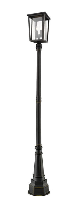 Outdoor Post Mounted Fixture Z-Lite 571PHBR-564P-ORB Oil Rubbed Bronze Seoul 2 Light Outdoor Post Mounted Fixture Z-Lite