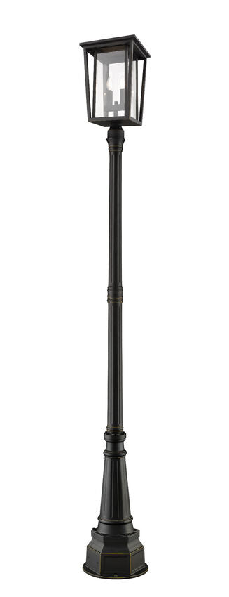 Outdoor Post Mounted Fixture Z-Lite 571PHBR-564P-ORB Oil Rubbed Bronze Seoul 2 Light Outdoor Post Mounted Fixture Z-Lite