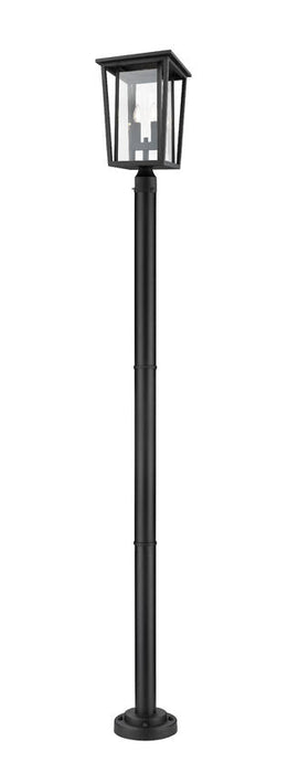 Outdoor Post Mounted Fixture Z-Lite 571PHBR-567P-BK Black Seoul 2 Light Outdoor Post Mounted Fixture Z-Lite