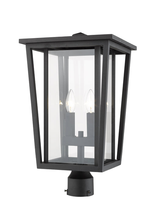 Outdoor Post Mount Fixture Z-Lite 571PHBR-BK Black Seoul 2 Light Outdoor Post Mount Fixture Z-Lite