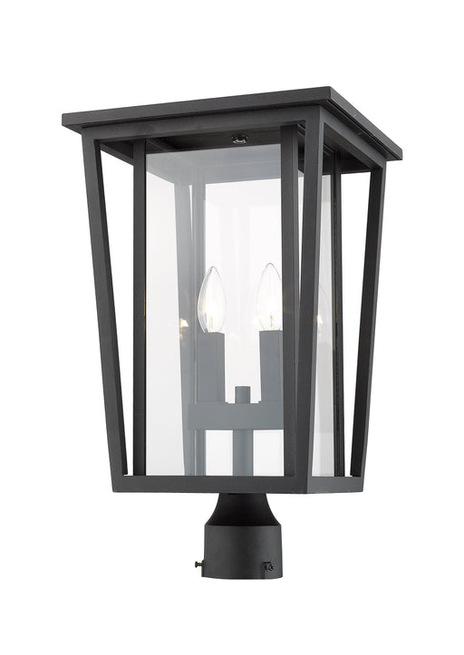 Outdoor Post Mount Fixture Z-Lite 571PHBR-BK Black Seoul 2 Light Outdoor Post Mount Fixture Z-Lite
