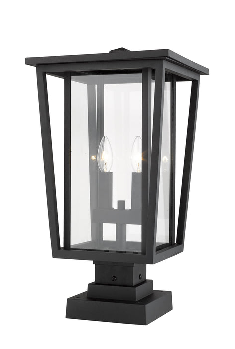 Outdoor Pier Mounted Fixture Z-Lite 571PHBS-SQPM-BK Black Seoul 2 Light Outdoor Pier Mounted Fixture Z-Lite