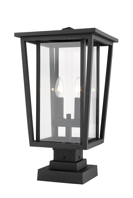 Outdoor Pier Mounted Fixture Z-Lite 571PHBS-SQPM-BK Black Seoul 2 Light Outdoor Pier Mounted Fixture Z-Lite