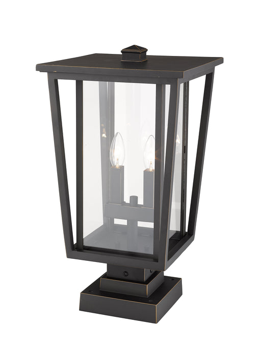 Outdoor Pier Mounted Fixture Z-Lite 571PHBS-SQPM-ORB Oil Rubbed Bronze Seoul 2 Light Outdoor Pier Mounted Fixture Z-Lite