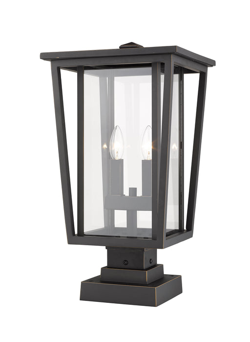 Outdoor Pier Mounted Fixture Z-Lite 571PHBS-SQPM-ORB Oil Rubbed Bronze Seoul 2 Light Outdoor Pier Mounted Fixture Z-Lite