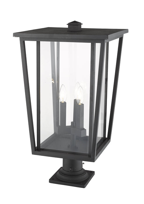 Outdoor Pier Mounted Fixture Z-Lite 571PHXLR-533PM-BK Black Seoul 3 Light Outdoor Pier Mounted Fixture Z-Lite