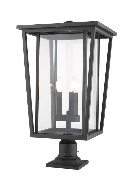 Outdoor Pier Mounted Fixture Z-Lite 571PHXLR-533PM-BK Black Seoul 3 Light Outdoor Pier Mounted Fixture Z-Lite