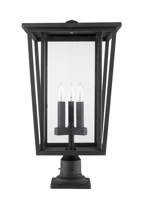 Outdoor Pier Mounted Fixture Z-Lite 571PHXLR-533PM-BK Black Seoul 3 Light Outdoor Pier Mounted Fixture Z-Lite