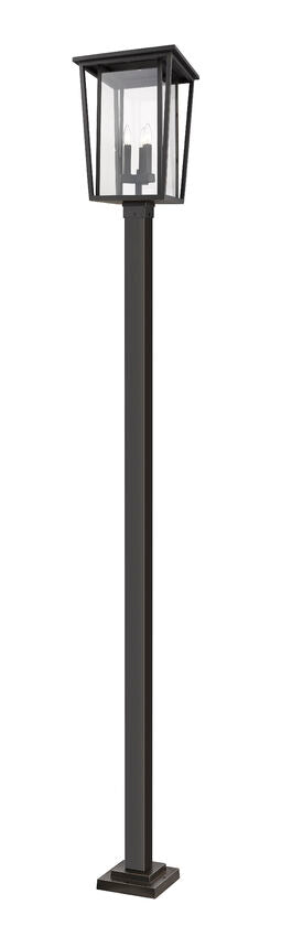 Outdoor Post Mounted Fixture Z-Lite 571PHBS-536P-ORB Oil Rubbed Bronze Seoul 2 Light Outdoor Post Mounted Fixture Z-Lite