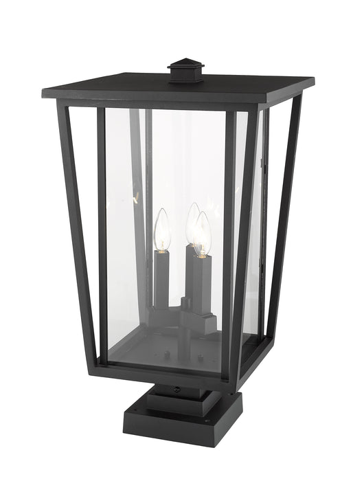 Outdoor Pier Mounted Fixture Z-Lite 571PHXLS-SQPM-BK Black Seoul 3 Light Outdoor Pier Mounted Fixture Z-Lite