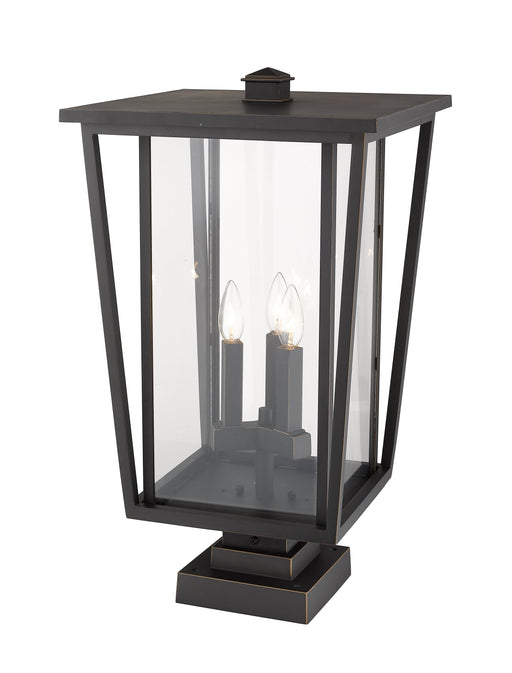 Outdoor Pier Mounted Fixture Z-Lite 571PHXLS-SQPM-ORB Oil Rubbed Bronze Seoul 3 Light Outdoor Pier Mounted Fixture Z-Lite