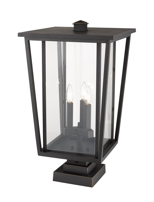 Outdoor Pier Mounted Fixture Z-Lite 571PHXLS-SQPM-ORB Oil Rubbed Bronze Seoul 3 Light Outdoor Pier Mounted Fixture Z-Lite