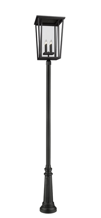 Outdoor Post Mounted Fixture Z-Lite 571PHXXLR-511P-BK Black Seoul 4 Light Outdoor Post Mounted Fixture Z-Lite
