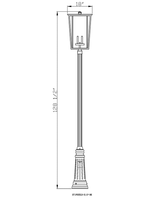 Outdoor Post Mounted Fixture Z-Lite 571PHXXLR-511P-BK Black Seoul 4 Light Outdoor Post Mounted Fixture Z-Lite